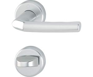 HOPPE Birmingham 3067500 Door Handle Set on Rosette Toilet Door Thickness 37-42 Silver Anodised Colour Size