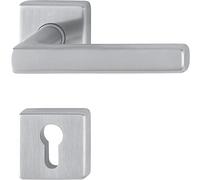 HOPPE Dallas 3675290 Door Handle Set with Rosettes PZ (Profile Cylinder) Matte Stainless Steel
