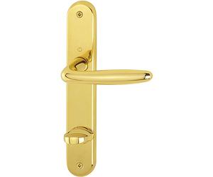 Hoppe Door Handle Set ROISSY on WC 90 Sign, Right, Polished Brass