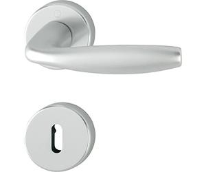 Hoppe Door Handle Set with Rosette BB NEW YORK Deadlock - Silver Anodised Aluminium - 3369858