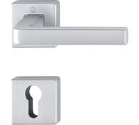 HOPPE Dublin Handle Set on Rosette Square PZ, Chrome-Plated Aluminium Matt