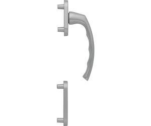 HOPPE Liege Balcony Door Handle, Half-Fitting, High Outside, Stainless Steel Effect