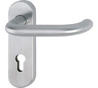 HOPPE Paris 10722808 Stainless Steel Matt Fire Protection Handle Set on Short Plate PZ