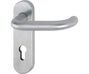 HOPPE Paris 10722808 Stainless Steel Matt Fire Protection Handle Set on Short Plate PZ