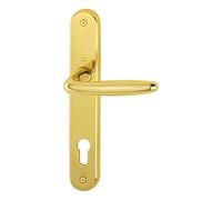 HOPPE Roissy 2857673 Door Handle Set on Long Plate Profile Cylinder Distance 88 mm for Door Thickness 35-54 mm Polished Brass