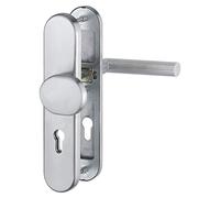Hoppe Security Door Fitting Amsterdam - On A Long Plate pz72, Thickness, No Core Pull Protector, Stainless Steel Matt, 1 Piece, 3662069 42 - 47 mm