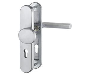 Hoppe Security Door Fitting Amsterdam - On A Long Plate pz72, Thickness, No Core Pull Protector, Stainless Steel Matt, 1 Piece, 3662069 42 - 47 mm