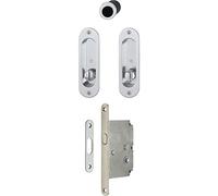 Hoppe Sliding Door Handle Oval Rosette WC Set 4930 - Chrome-Plated SAT | Inset Handles