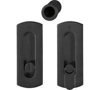 HOPPE Sliding Door Handle Set - 2X Shell Handle Square + 1x Bull Pull Handle Toilet Satin Brass Black