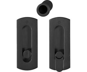 HOPPE Sliding Door Handle Set - 2X Shell Handle Square + 1x Bull Pull Handle Toilet Satin Brass Black