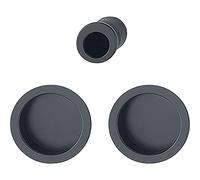 HOPPE Sliding Door Handle Set of 2 Blind Rosette BL Round with Star Pull Handle Aluminium Black Matt