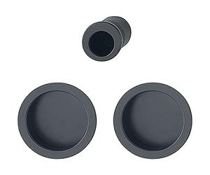 HOPPE Sliding Door Handle Set of 2 Blind Rosette BL Round with Star Pull Handle Aluminium Black Matt