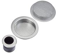 HOPPE 3947849 Sliding Door Handle Set 4920 - Without Lock, Round Rosette BL, Plated Satellite, Matte Chrome Finish, verchromt satiniert