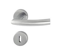 HOPPE Trondheim 2819221 Handle Set with Rosettes BB (Deadlock), Matt Stainless Steel
