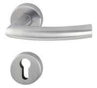 HOPPE Trondheim 2819247 Door Handle Set with Rosettes PZ (Profile Cylinder) Matte Stainless Steel