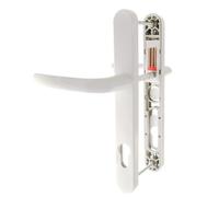 Hoppe White 'Birmingham' Pair Handle 92PZ or 92mm Sprung Lever UPVC Door Set, PVC PVCu Centre to centre fixings 215mm