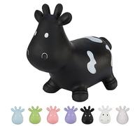 Hoppimals T-TFF-NN139 Tootiny Bouncing Cow Space Hopper for Children - Bouncy Animal from 1 Year and Up - Packaged in Gift Box with Pump - Riding on Inflatable Animals, Baby Bouncer - Black