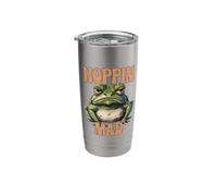 Hoppin Mad Grumpy Angry Funny Toad Frog Pun Animal Retro Stainless Steel Insulated Tumbler