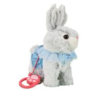 Hopping Chubby Rabbit Interactive Electronic Plush Puppy Toy for Girls Boys (Blue)