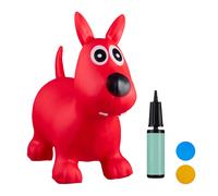 Relaxdays 10024990_47 Hopping Dog, Air Pump Included, Up to 50 kg, BPA Space Hopper, Red, H x W x D: app. 50 x 26 x 60 cm