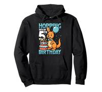 Hopping Into My 5th Birthday Boys 5th Birthday Kangaroo Pullover Hoodie