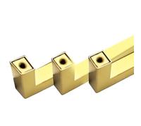 Hoppipola 10 Pack Gold Stainless Steel Square Cabinet Handles, Brushed Brass Finish Drawer Pulls Kitchen Cupboards, Easy Install with Screws, 50mm to 128mm Hole Spacing