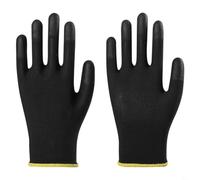 Hoppipola 10 Pair Black Nylon PU Work Gloves for Construction Gardening Maintenance Facilities Anti-Slip Breathable Design Safe Grip S M L Options(M)