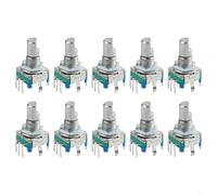 Hoppipola 10pcs EC11 Rotary Encoder Switch 360 Degree 5Pin with Push Button for Automotive Audio Smart Home Projects Metal(15MM half)