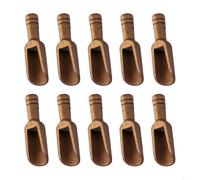 Hoppipola 10Pcs Wooden Salt Spoons, Solid Beech Wood Seasoning Scoops Sugar Tea Coffee, 7.8cm Antique Finish Kitchen Gadgets