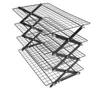 Hoppipola 2/3/4-Tier Collapsible Cooling Rack for Baking - Folding, Stackable Roasting Rack, Black Iron, Space-Saving & Easy to Clean(Four-layer)