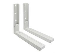 Hoppipola 2 Pcs Microwave Wall Mounting Brackets, for Heavy Duty Steel Extendable Shelf with Folding Arms Kitchen Space Saving, Adjustable 10.6-17.3 Inch, Black(White)