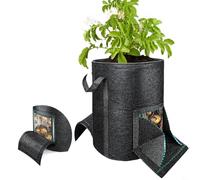 Hoppipola 4 Pcs Plant Grow Bags with Harvest Window, for Heavy Duty Non-Woven Fabric Potato Pots with Handles Growing Vegetables Flowers Indoors Outdoors(15Gal)
