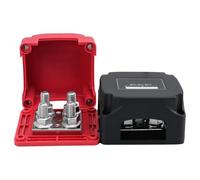 Hoppipola 400A Bus Bar Distribution Block, M10 Stud Terminal Strip with for Red Black Cover, 304 Stainless Steel and Copper Car for RV for Marine Boat 12-48V