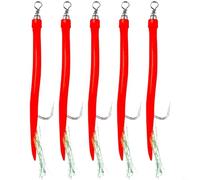 Hoppipola 5pcs Glow in Dark Eel Fishing Hooks for Stainless Steel Rig Set with Swivel for Saltwater Night Fishing Multiple Colors Size 14-16(10/0 Red)