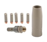 Hoppipola 7 x welding nozzles and tips for 15AK MIG burners, copper with non-stick coating, openings 0.6-1.2 mm, nozzle holder set (0.8 mm)