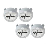 Hoppipola Adorable Bear Towel Hooks 4 Pack, No Drilling Waterproof Wall Hangers for Bathroom Kitchen, Cute Resin Hook for Hand Towels Robes Brown(Gray)