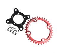Hoppipola Aluminum Alloy 40/42T Chainring Adapter 01/02 Drive Motor, 104BCD E-for Bike Sprocket Wheel for Replacement Part(Red 34T)