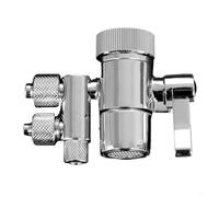 Hoppipola Brass Two Way Filter Diverter Valve for Kitchen Faucet, 3/8in & 5/16in Outlet, Chrome Plated Metal Handle for RO Water Purifier Systems
