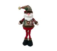 Hoppipola Christmas Decoration Figures Set with Snowman, Reindeer & Santa Claus - Fabric Dolls in Checked Look for Table Windowsill Tree White Brown Red 55 cm The Old