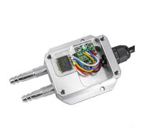 Hoppipola Differential Pressure Encoder, 4-20 mA for Air Pressure Measurement, Sensor 0-2 KPa with 8 mm Pagoda Nozzle, Temperature Compensation 0-50 °C, 24 VDC, Silver (0-2 KPa)