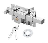 Hoppipola for Heavy Duty Old Style Key Mechanical Latch Lock, Rust Proof Iron Body Anti-Theft Security Lock Garden Fence Wooden Doors 45-55mm Thickness Silver(2008CR - right)