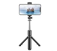 Hoppipola Handheld Selfie with Wireless Remote, for 360 Degree Flexible Monopod and Tripod for Action Camera, Portable Alloy Phone Mount, Black(Black)