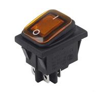 Hoppipola IP67 Rated 20A DPST Rocker Switch Rectangular Reset Button 250VAC Illuminated Switch 30x22mm Mounting Hole for Marine Automotive Black(Yellow)