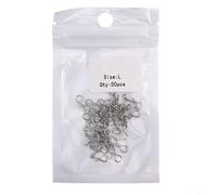 Hoppipola Metal Quick Hook Fly Bait Connector Lure Fishing, Fast Change Connecting for Ring Swivel Tackle, 50 pcs(B)