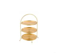 Hoppipola Modern for Round for Stainless Steel Serving Stand, 3-Tier Dessert Tray Rack for Korean Style Snacks Hot Pot, Easy Clean Buffet Organizer Gold(gold)