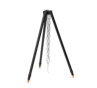 Hoppipola Outdoor Campfire Tripod Cooking, Adjustable Height 123.5 cm, Hard Anodized Aluminum Alloy, Portable Camping Grill Stand with, Black