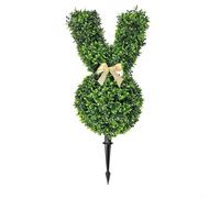 Hoppipola Realistic Artificial for Rabbit Topiary with Bow, 55cm Green Milan Grass Easter Bunny Decoration Outdoor Garden Porch, Low Maintenance Ground Insert
