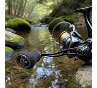 Hoppipola Rubber Handle Knob Replacement for Daiwa 21 22 Crank Handle for Baitcasting Reel, Lightweight Rubber Design in Grey/Silver/Black, Precise Fit 3.61 x 2.13 x 1.72 cm