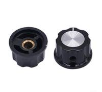 Hoppipola Set of 10 Potentiometer Knobs 6 mm D-Axis Black Silver Rotary Knob for Guitar Audio Control 27 x 16 mm