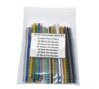 Hoppipola Set of 30 40-Pin Single Row Pin Header Male 2.54 mm Copper PCB Assortment Colourful Electronics DIY Projects